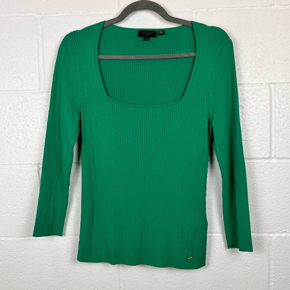 Ted Baker Square Neck Ribbed Top - Picture 3 of 12